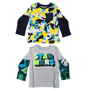 NWOT | Star Wars 2-Pack Long Sleeve Graphic Tee Set | Spotted Zebra | 2T